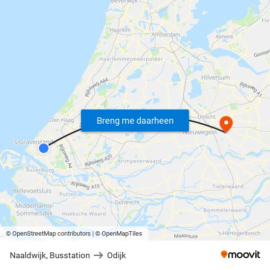 Naaldwijk, Busstation to Odijk map