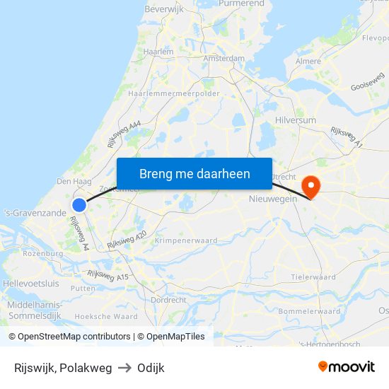 Rijswijk, Polakweg to Odijk map