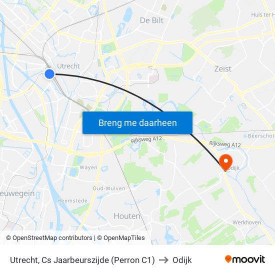 Utrecht, Cs Jaarbeurszijde (Perron C1) to Odijk map
