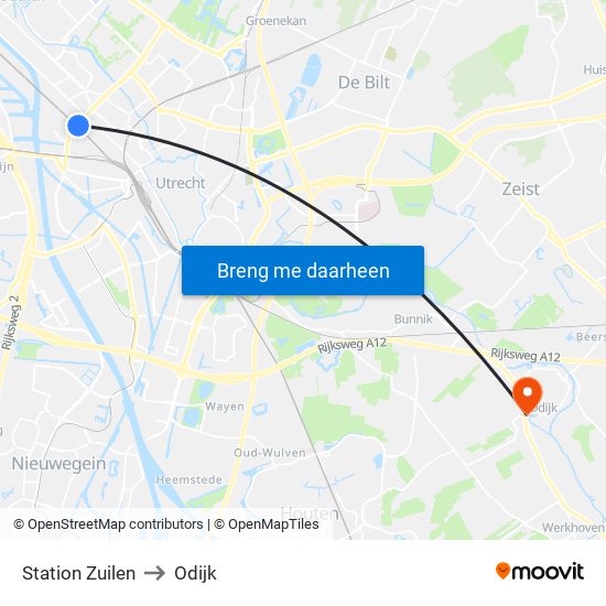 Station Zuilen to Odijk map