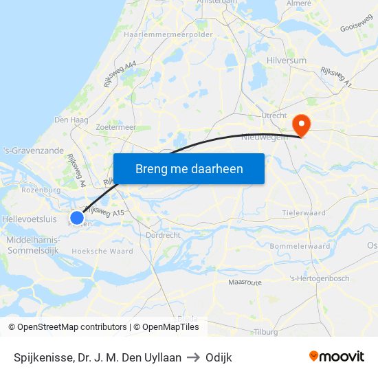 Spijkenisse, Dr. J. M. Den Uyllaan to Odijk map