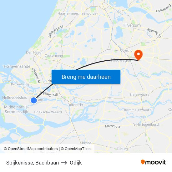 Spijkenisse, Bachbaan to Odijk map