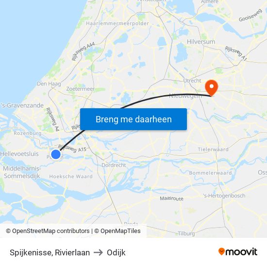 Spijkenisse, Rivierlaan to Odijk map