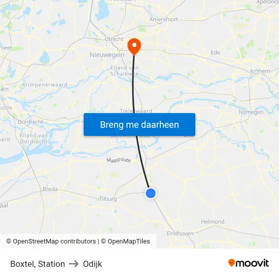 Boxtel, Station to Odijk map