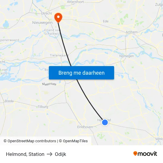 Helmond, Station to Odijk map