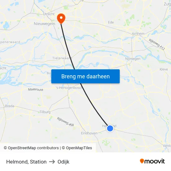 Helmond, Station to Odijk map