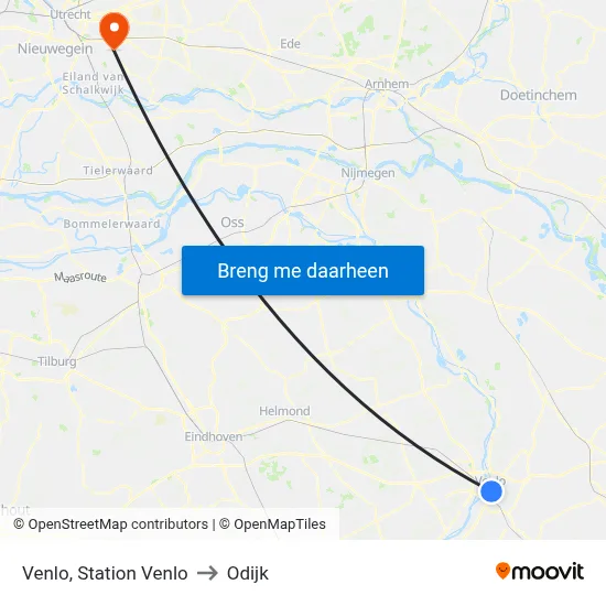 Venlo, Station Venlo to Odijk map