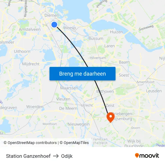 Station Ganzenhoef to Odijk map