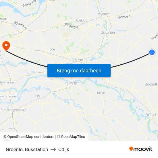 Groenlo, Busstation to Odijk map