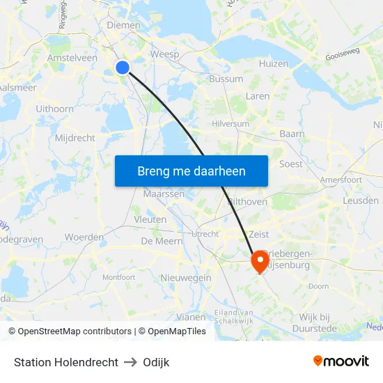 Station Holendrecht to Odijk map