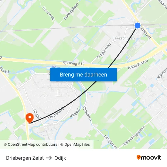 Driebergen-Zeist to Odijk map