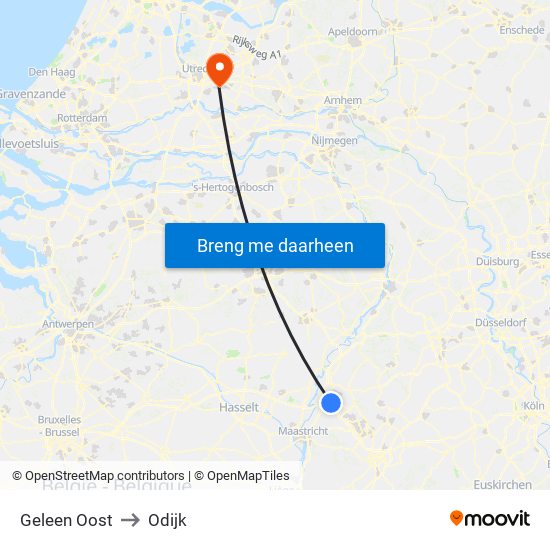 Geleen Oost to Odijk map