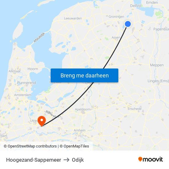 Hoogezand-Sappemeer to Odijk map