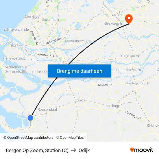Bergen Op Zoom, Station (C) to Odijk map