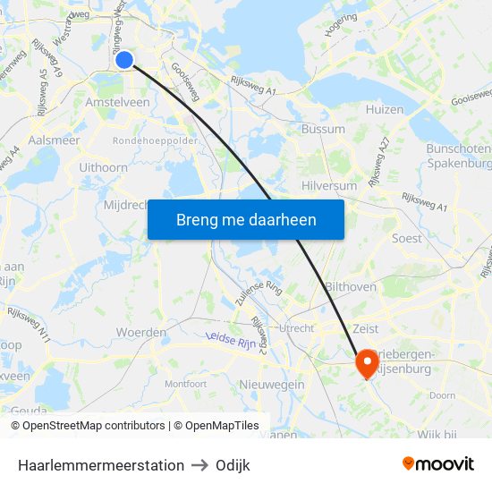 Haarlemmermeerstation to Odijk map