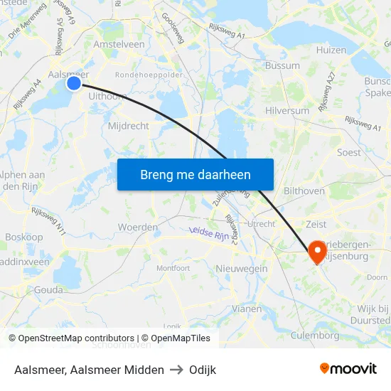 Aalsmeer, Aalsmeer Midden to Odijk map