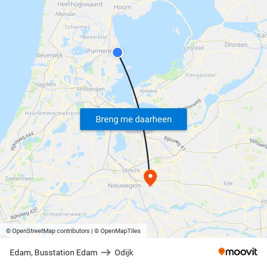 Edam, Busstation Edam to Odijk map