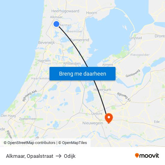 Alkmaar, Opaalstraat to Odijk map