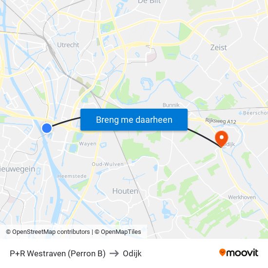 P+R Westraven (Perron B) to Odijk map