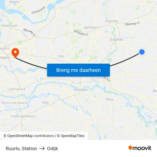 Ruurlo, Station to Odijk map