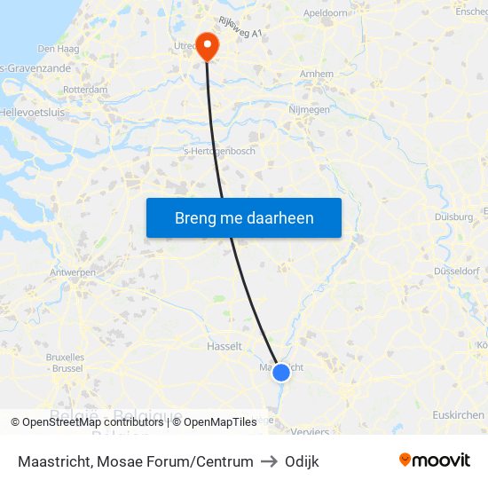 Maastricht, Mosae Forum/Centrum to Odijk map