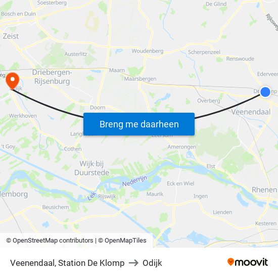 Veenendaal, Station De Klomp to Odijk map
