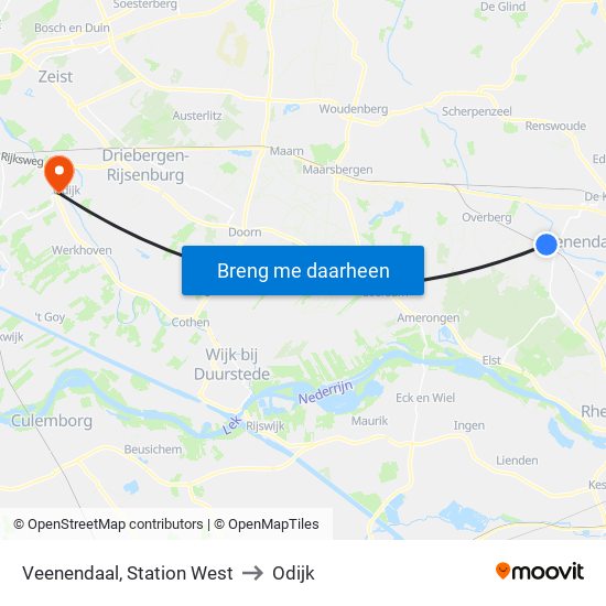 Veenendaal, Station West to Odijk map