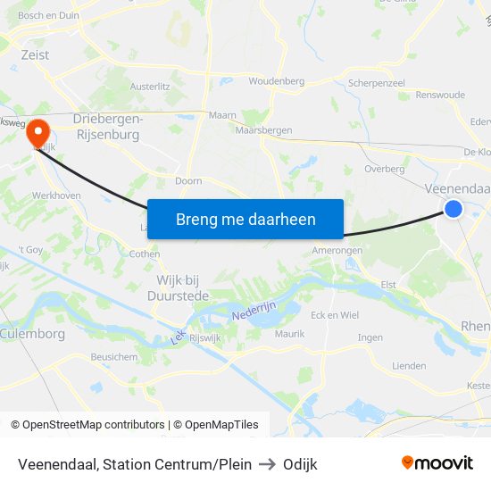 Veenendaal, Station Centrum/Plein to Odijk map