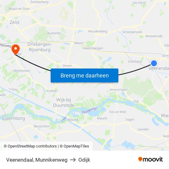 Veenendaal, Munnikenweg to Odijk map