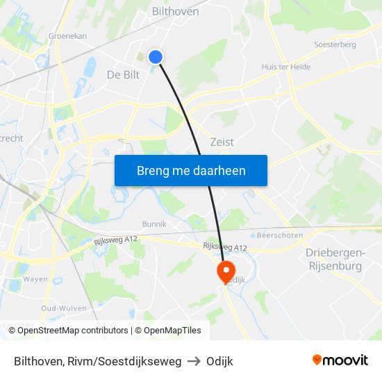 Bilthoven, Rivm/Soestdijkseweg to Odijk map