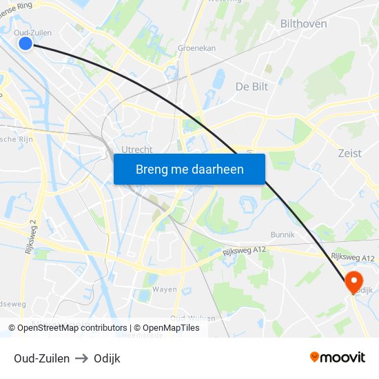 Oud-Zuilen to Odijk map