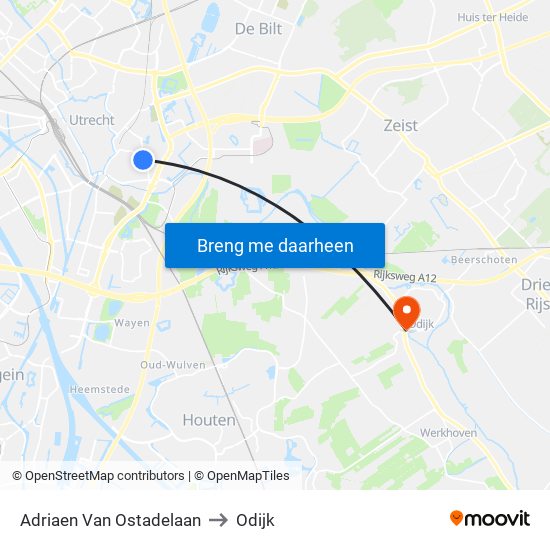 Adriaen Van Ostadelaan to Odijk map