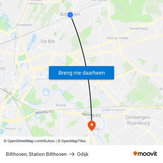 Bilthoven, Station Bilthoven to Odijk map