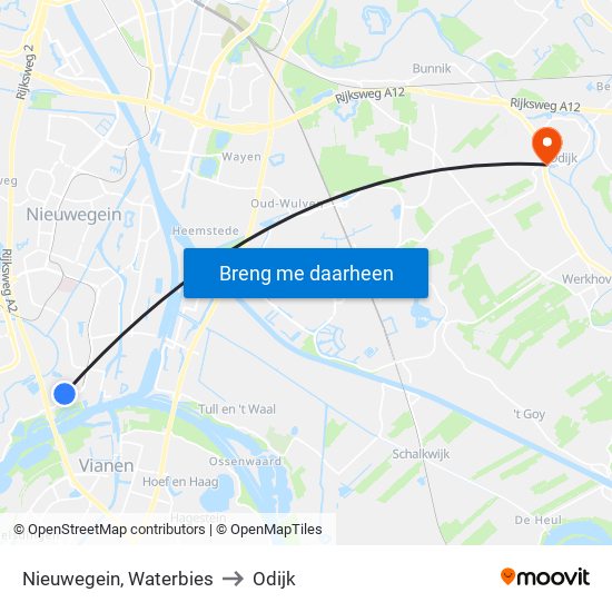 Nieuwegein, Waterbies to Odijk map