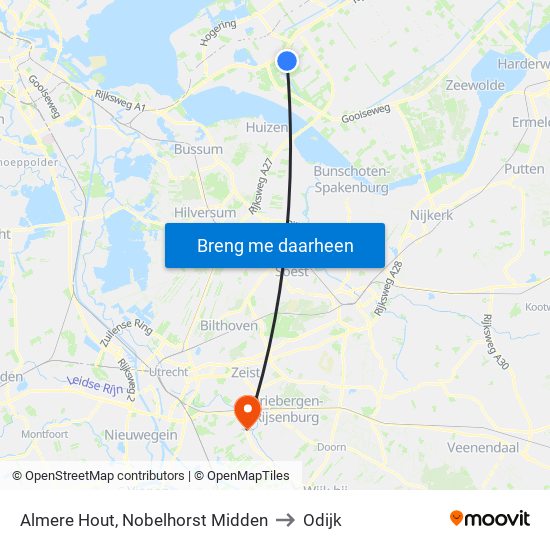 Almere Hout, Nobelhorst Midden to Odijk map
