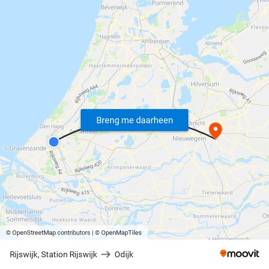 Rijswijk, Station Rijswijk to Odijk map