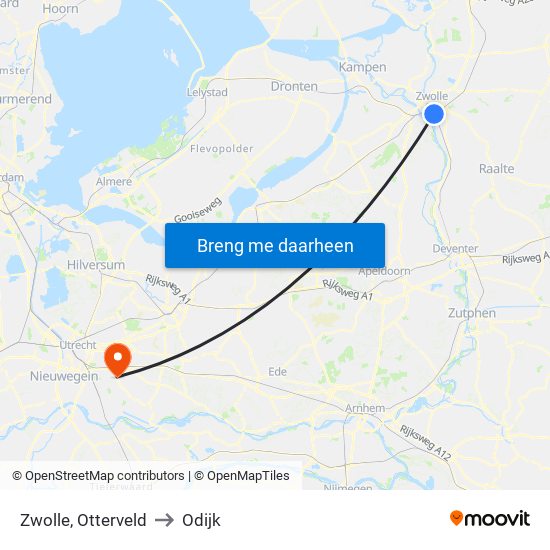 Zwolle, Otterveld to Odijk map