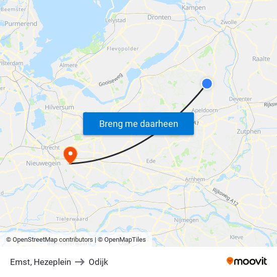 Emst, Hezeplein to Odijk map