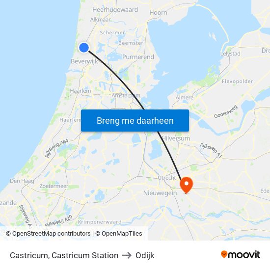 Castricum, Castricum Station to Odijk map