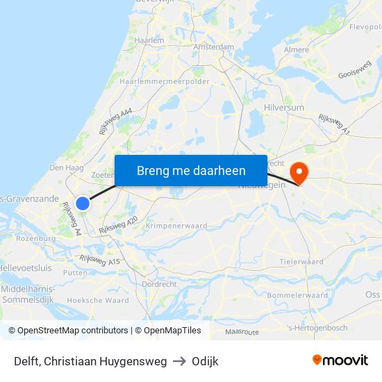 Delft, Christiaan Huygensweg to Odijk map