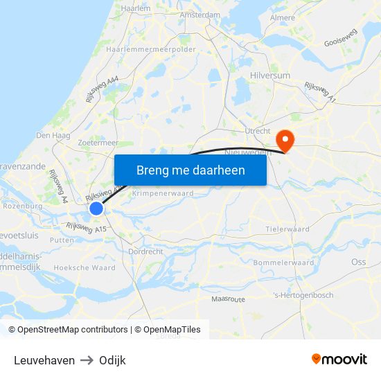Leuvehaven to Odijk map
