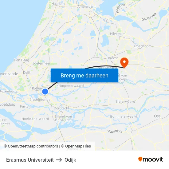 Erasmus Universiteit to Odijk map