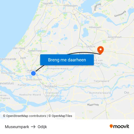 Museumpark to Odijk map