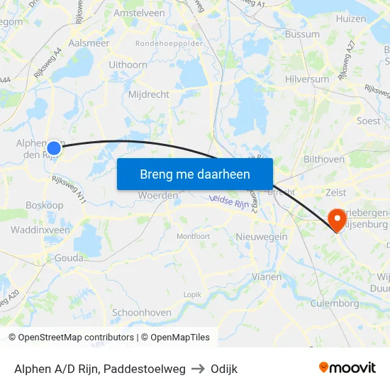 Alphen A/D Rijn, Paddestoelweg to Odijk map