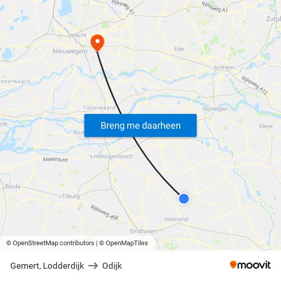 Gemert, Lodderdijk to Odijk map