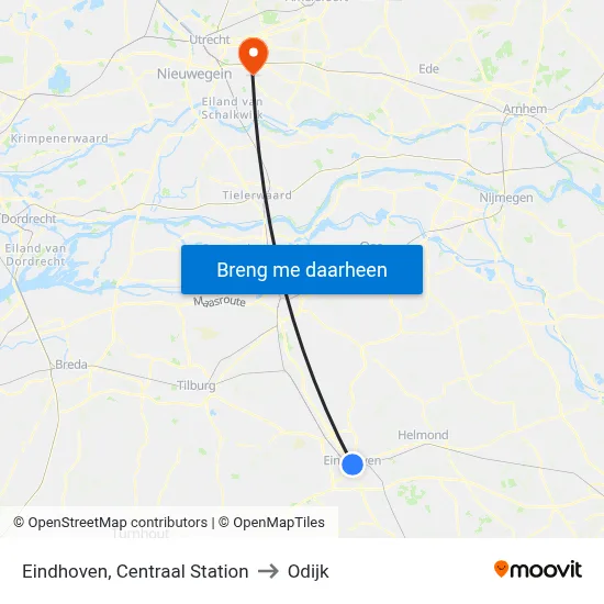 Eindhoven, Centraal Station to Odijk map