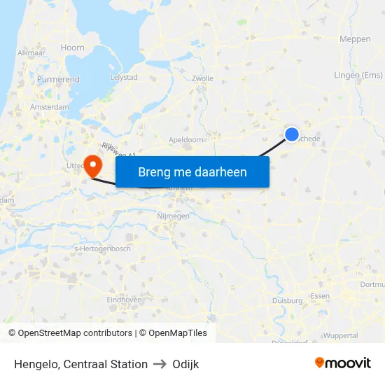 Hengelo, Centraal Station to Odijk map