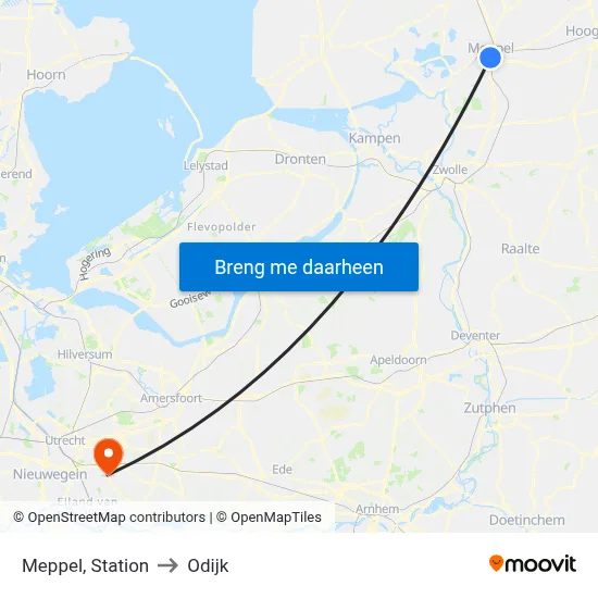 Meppel, Station to Odijk map