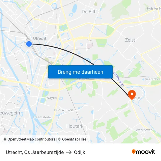 Utrecht, Cs Jaarbeurszijde to Odijk map