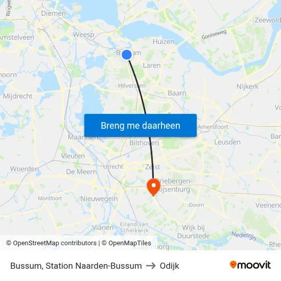 Bussum, Station Naarden-Bussum to Odijk map